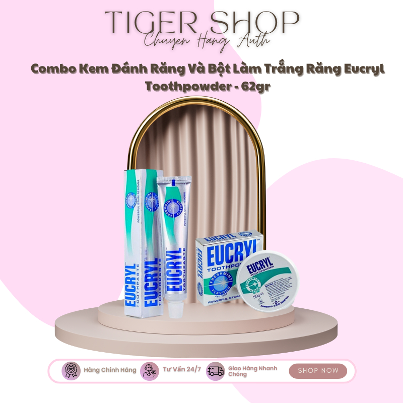 Combo Kem Đánh Răng Và Bột Làm Trắng Răng Eucryl Toothpowder - 62gr