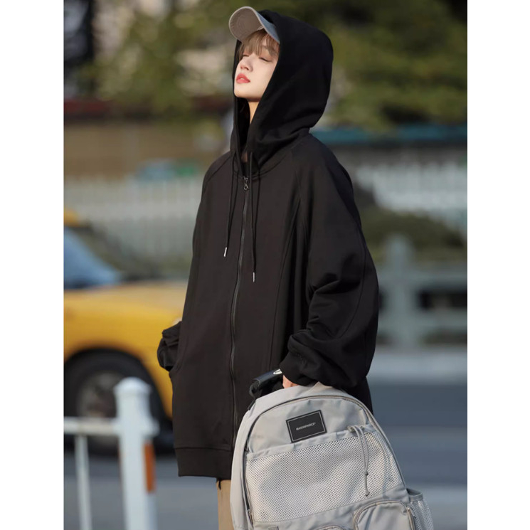 Áo Hoodie nữ zip unisex, khoác bomber nỉ bông BASSIC Ulzzang , mũ áo trùm đầu 2 lớp, thân 1 lớp