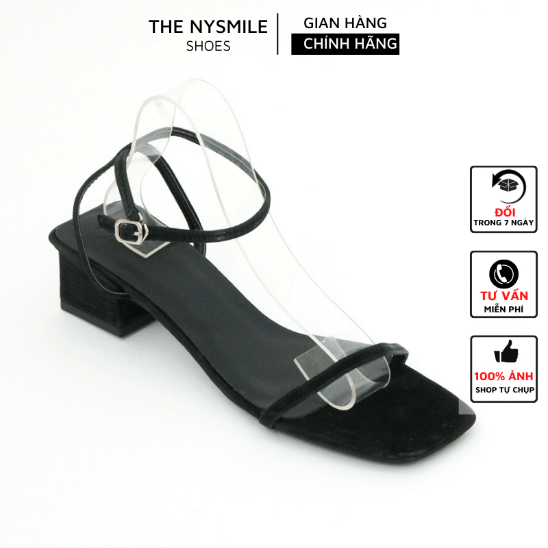 Giày sandal cao gót nữ NySmile 3P gót vuông quai mảnh - The NySmile - NEBU