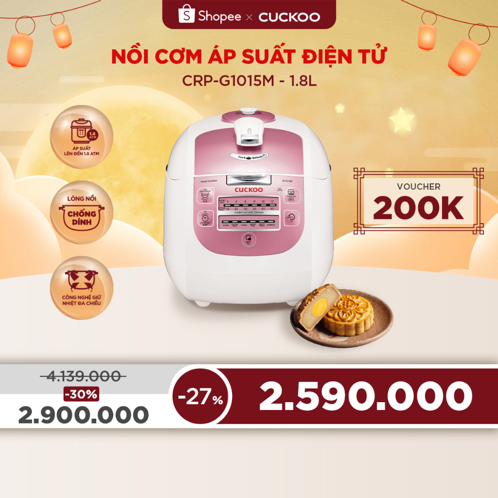 Nồi cơm áp suất điện tử CUCKOO 1.8L CRP-G1015M (Hồng)- Đa năng - Chất lượng Hàn Quốc