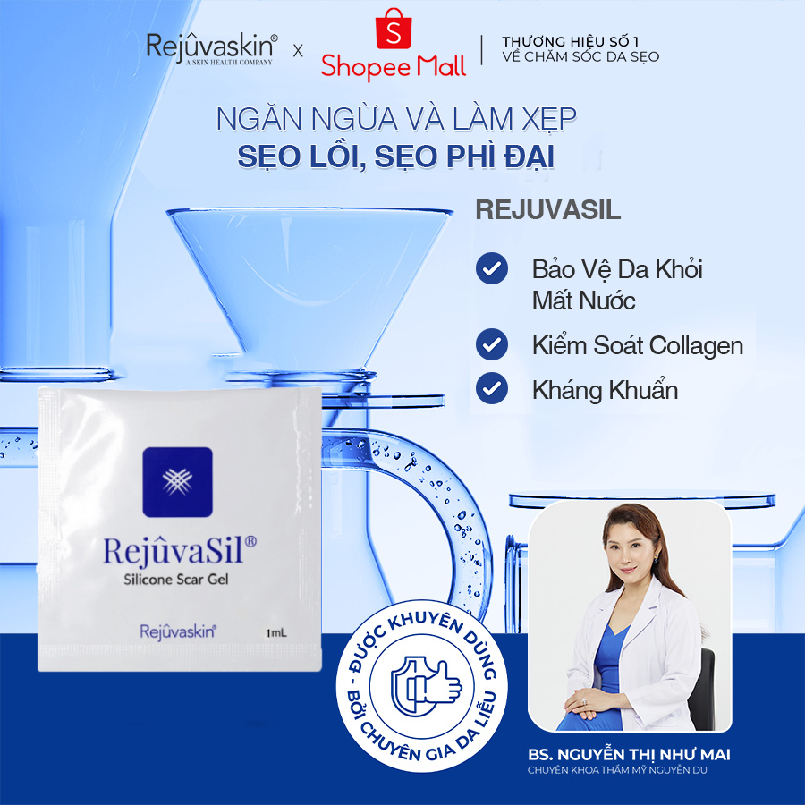 Sample Gel ngăn ngừa sẹo và làm xẹp sẹo lồi, sẹo phì đại REJUVASKIN Rejuvasil 1ml