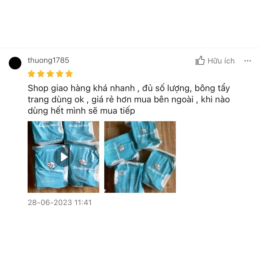 BÔNG TẨY TRANG CỪU HABARIA - HABARIA SHEEP COTTON 234 MIẾNG