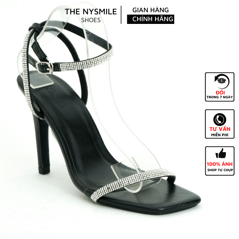 Giày sandal cao gót nữ NySmile quai mảnh 9P kim tuyến - The NySmile - gót nhọn công sở  - BLINK
