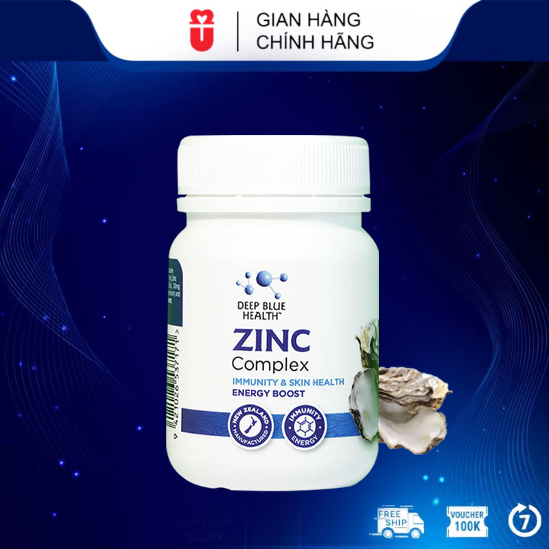 Viên Uống Kẽm Deep Blue Health Zinc Complex tăng đề kháng, giảm mụn (60 viên)
