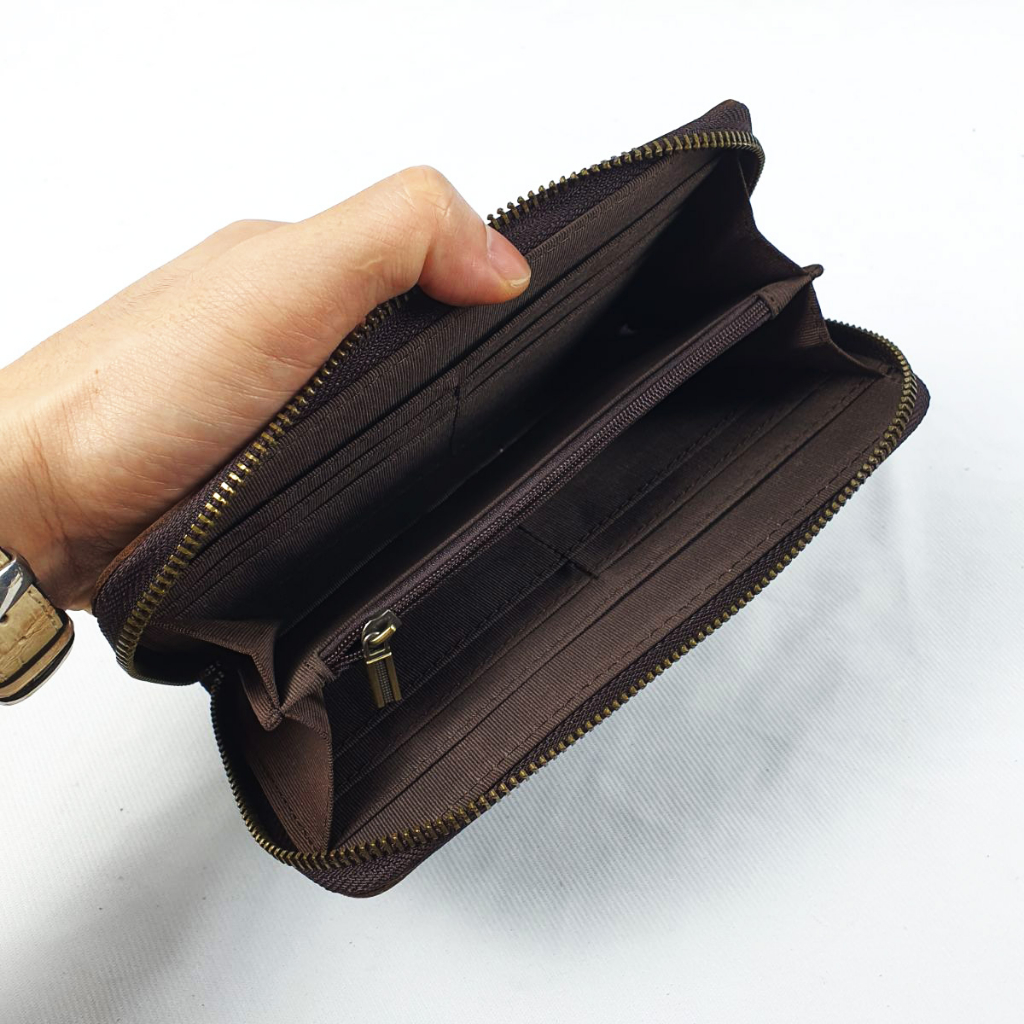 Ví dài cầm tay nam da bò sáp WL119  - 100% da bò thật, BH 3 năm