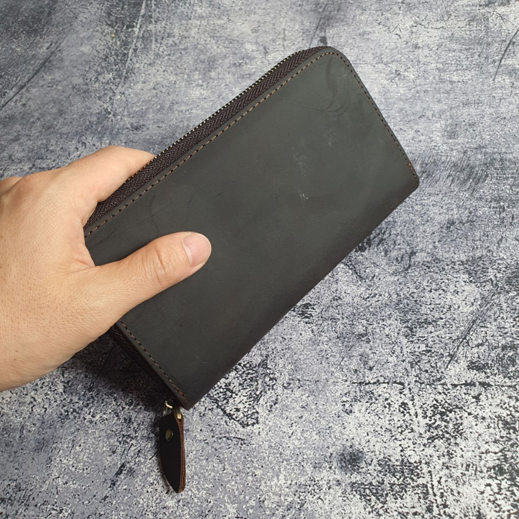 Ví dài cầm tay nam da bò sáp WL119  - 100% da bò thật, BH 3 năm