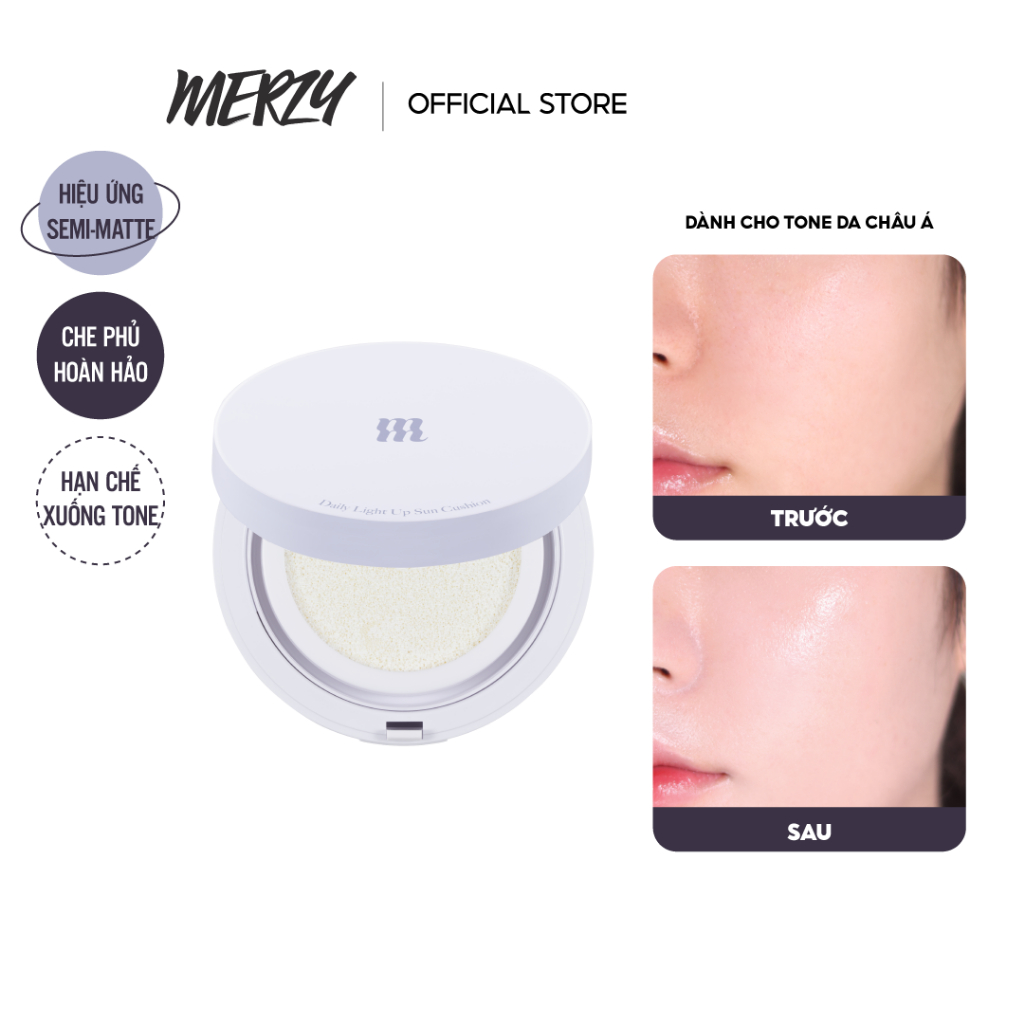 [NEW] Chống Nắng Dạng Cushion Mỏng Nhẹ, Ẩm Mịn Suốt Cả Ngày Dài Merzy Daily Light Up Sun Cushion SPF50+/PA++++ 12g