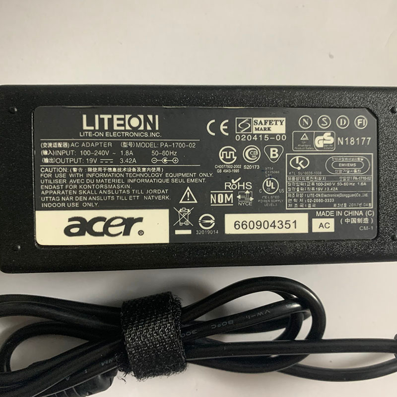 Sạc laptop Acer 19V-3.42A-65W Zin đầu to Acer Travelmate Acer Emachines adapter kèm dây nguồn - Zenlaptop