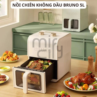 Nồi chiên không dẩu Bruno Plus dung tích 5L - công suất 1500W, nướng được 1 con gà