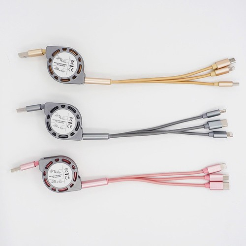 Cáp Sạc Đa Năng 3 in1 Đầu Dây Rút