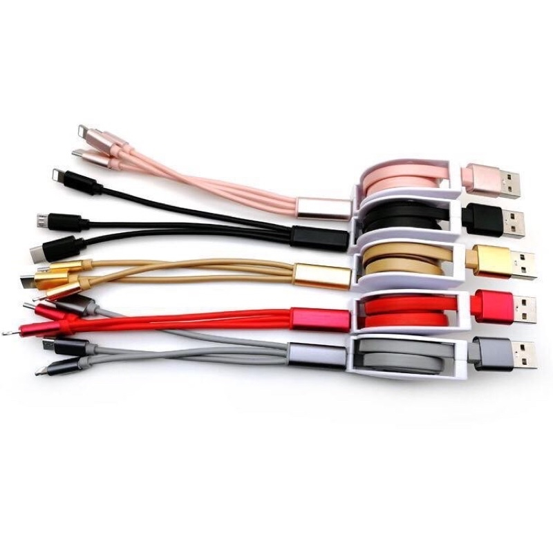 Cáp Sạc Đa Năng 3 in1 Đầu Dây Rút