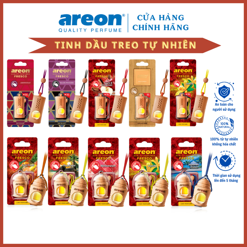 Tinh dầu thơm treo khử mùi Ô tô AREON - Chính hãng - Nhập khẩu Bulgaria (Nhiều Mùi)