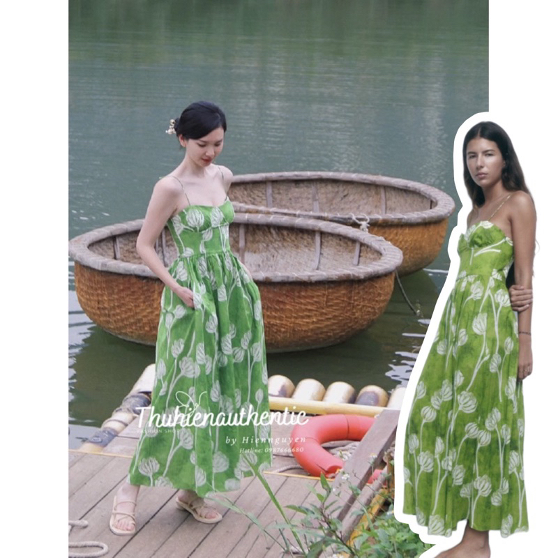 Váy xanh lá dáng dài cao cấp ZARA chính hãng(kèm ảnh thật)