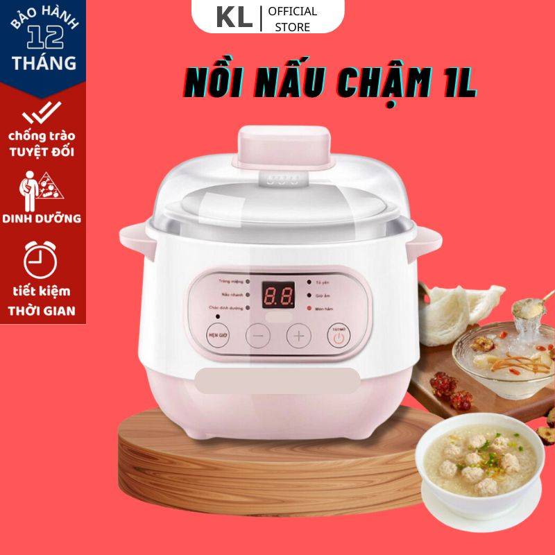 Nồi nấu cháo chậm cho bé ăn dặm KHANHLY GT68 /GT68, Nồi chưng yến-nồi hầm chậm hẹn giờ đa năng, bảo hành 12 tháng