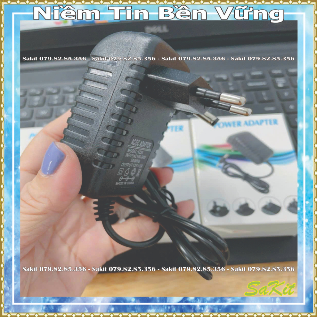 Bộ sạc  nguồn 12v-2a cho camera, loa ...chân tròn jack 5,5 và 2,5 mm  2 đầu tiên lợi.