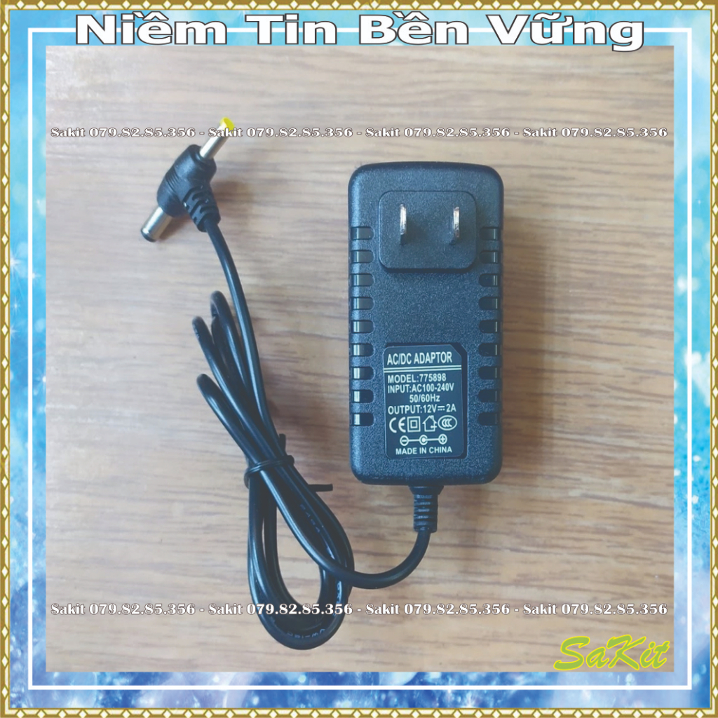 Bộ sạc  nguồn 12v-2a cho camera, loa ...chân tròn jack 5,5 và 2,5 mm  2 đầu tiên lợi.