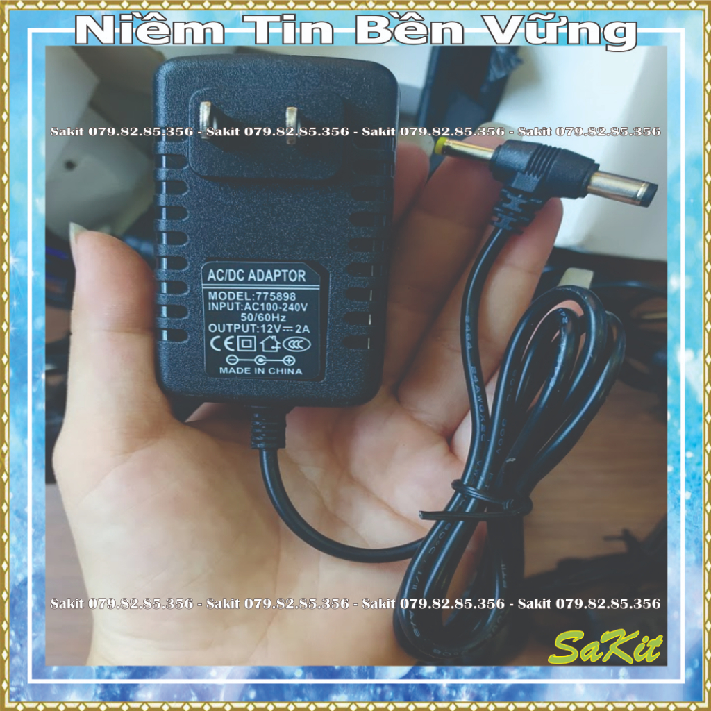 Bộ sạc  nguồn 12v-2a cho camera, loa ...chân tròn jack 5,5 và 2,5 mm  2 đầu tiên lợi.