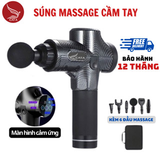 Súng massage cầm tay chính hãng CATA EM009 30 mức rung, 6 Đầu Massage, Màn LCD cảm ứng máy mát xa cầm tay booster