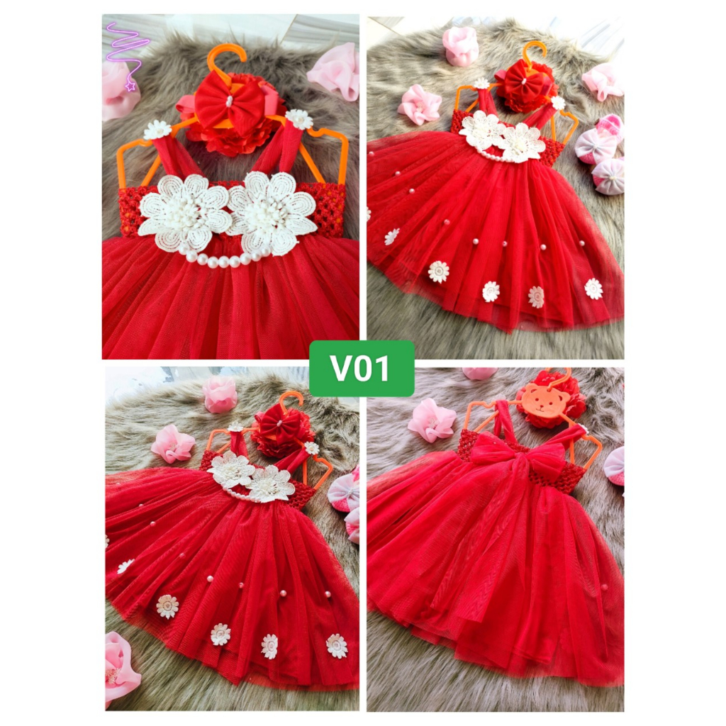 Áo đầm bé gái, váy cho bé gái, Váy công chúa cầu vòng phối nơ cho bé, đầm cầu vồng cho bé gái