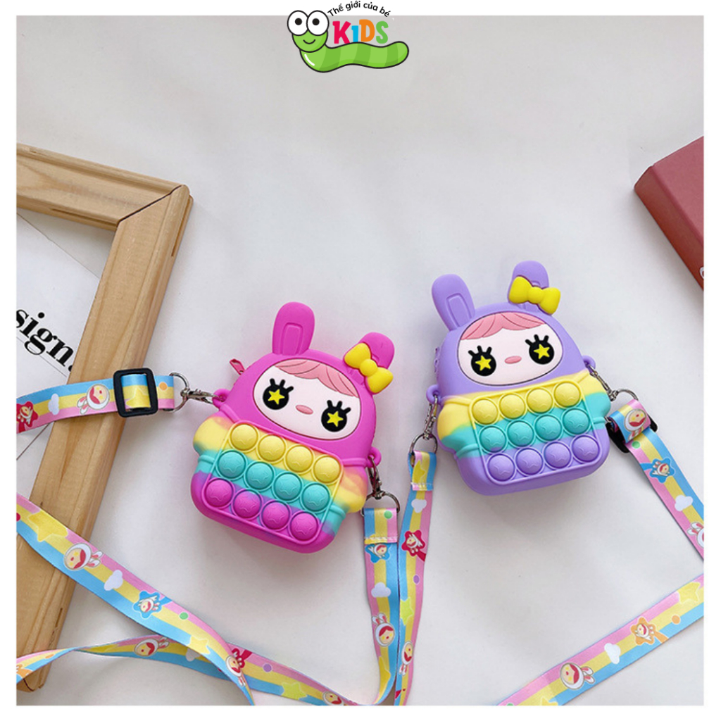 Túi POPIT đeo chéo cho bé bóp bong bóng giảm căng thẳng hình thỏ xinh dễ thương - TÚI POP IT NHỎ