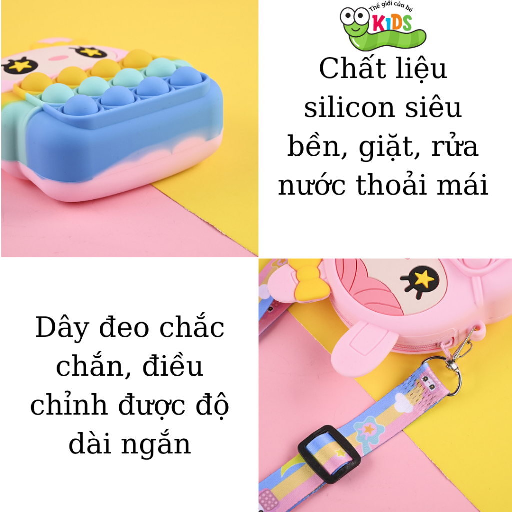 Túi POPIT đeo chéo cho bé bóp bong bóng giảm căng thẳng hình thỏ xinh dễ thương - TÚI POP IT NHỎ