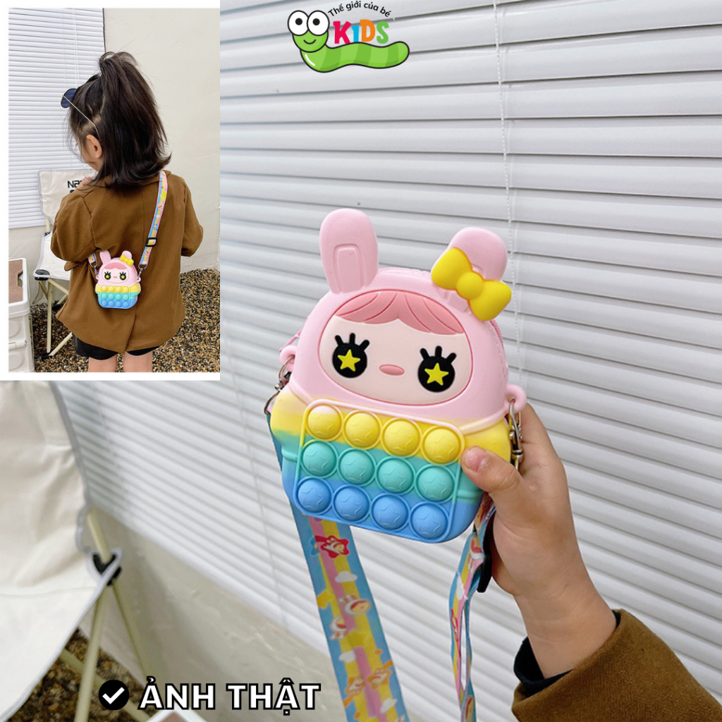 Túi POPIT đeo chéo cho bé bóp bong bóng giảm căng thẳng hình thỏ xinh dễ thương - TÚI POP IT NHỎ