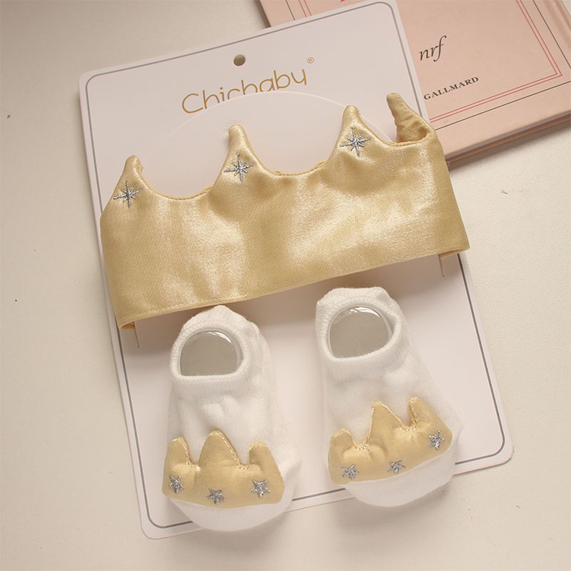 Set băng đô vương miện kèm tất cho bé trai 1-3 tuổi Chicbaby turban vương miện cho bé trai
