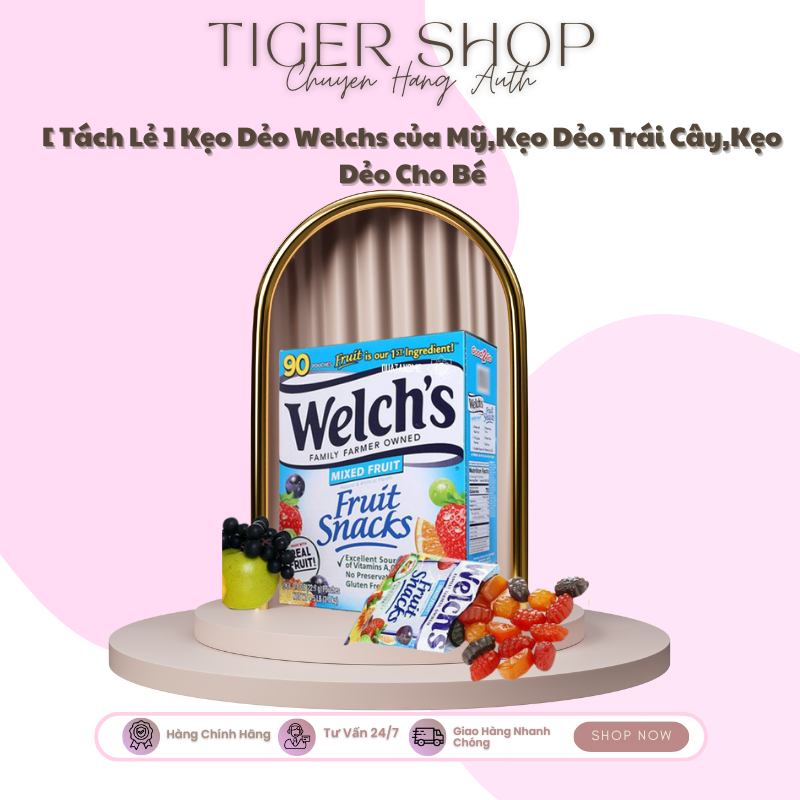 Kẹo Dẻo Trái Cây Dành Cho Bé Welch's Fruit Snacks Mixed Fruit của Mỹ - Hộp 90 gói