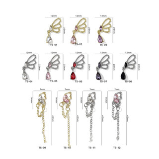 Set 5 charm bướm,charm tim trang trí móng