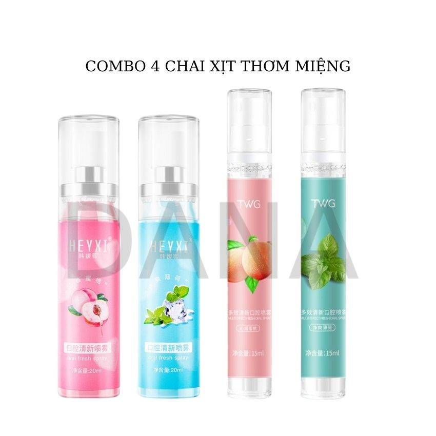 Xịt thơm miệng hương trái cây combo 6 mùi Xịt thơm miệng kháng khuẩn thơm mát DANA