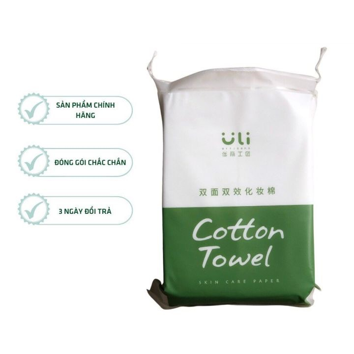 Khăn lau mặt dùng 1 lần đa năng gói rút gói 50 khăn tiện lợi Uli nội địa Trung lau khô lau ướt Cotton towel XANH