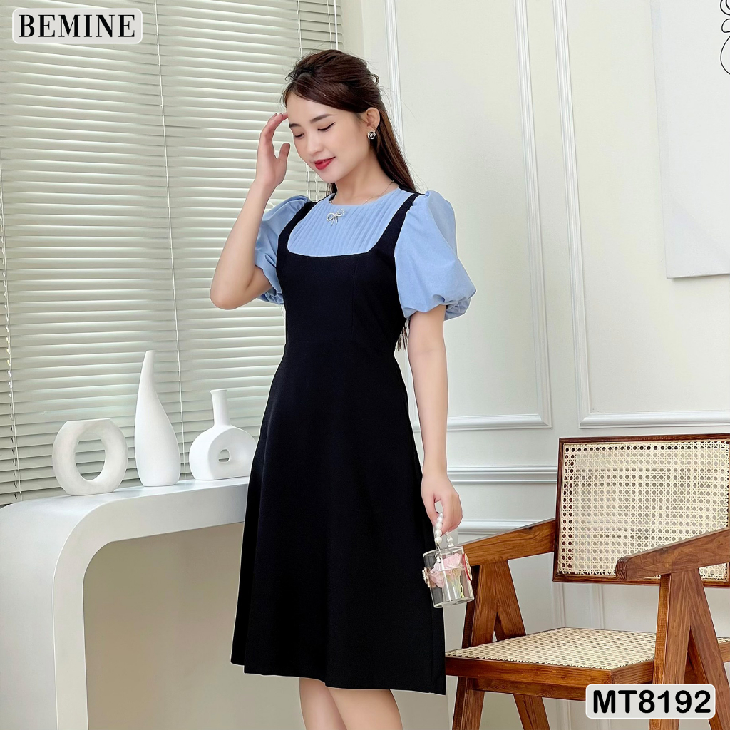 Đầm công sở xếp ly cổ tùng xoè BEMINE MT8192