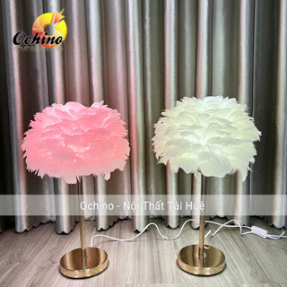 Đèn Lông Vũ, Đèn Ngủ Lông Vũ Hình Đám Mây Chân Mạ Vàng Sang Chảnh Size 30 Cm ( Hình Thật Và Video)