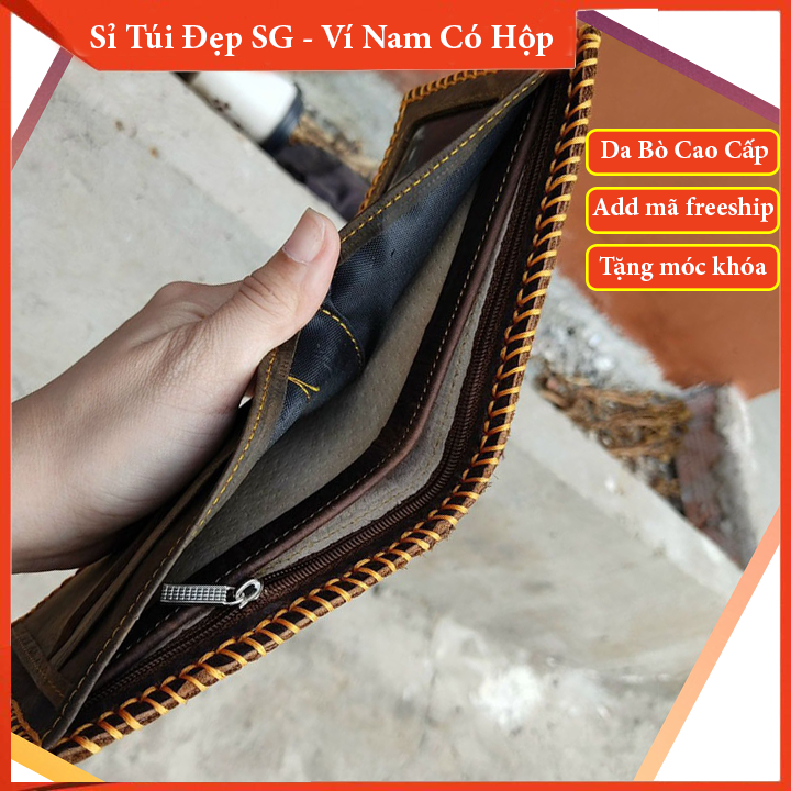 Ví nam Ông Địa da bò thật mang tài lộc cho gia chủ ViNa001 - Ví Nam Da Bò HCM
