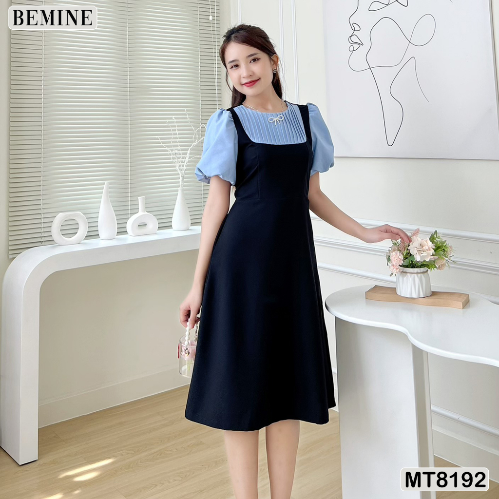 Đầm công sở xếp ly cổ tùng xoè BEMINE MT8192