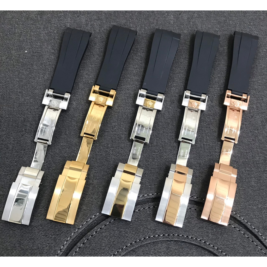 Dây đồng hồ Rolex Cao su 20mm Kèm khoá cao cấp inox không gỉ