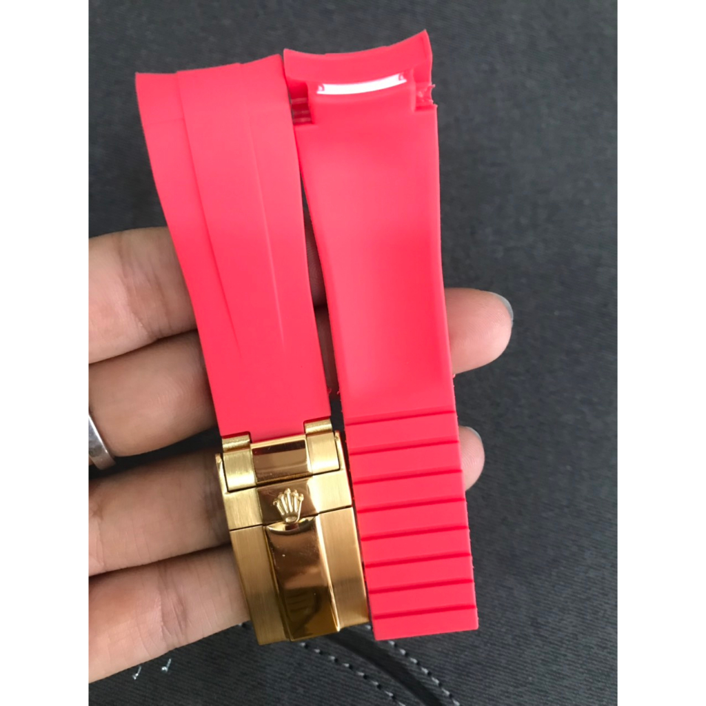Dây đồng hồ Rolex Cao su 20mm Kèm khoá cao cấp inox không gỉ