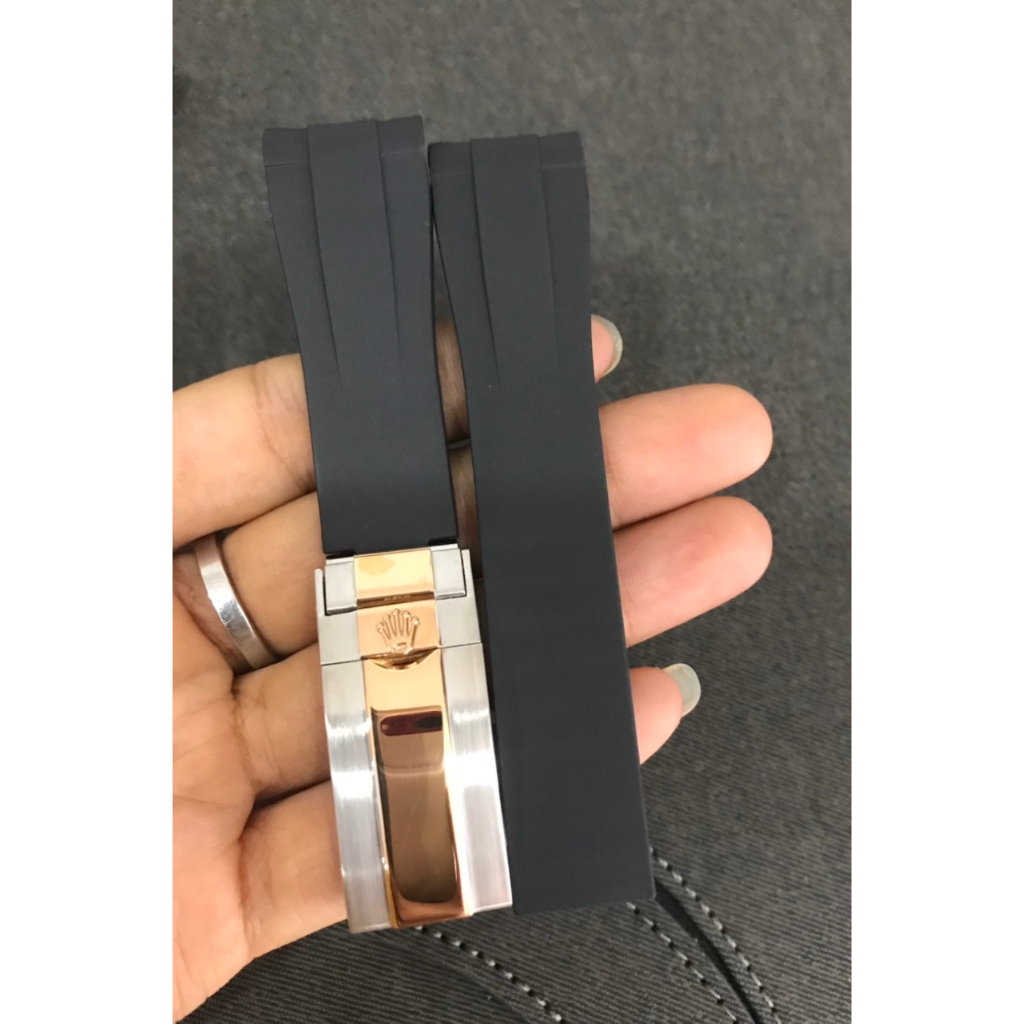 Dây đồng hồ Rolex Cao su 20mm Kèm khoá cao cấp inox không gỉ