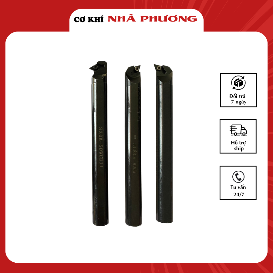 Cán dao tiện móc lỗ máy CNC cán tiện lắp chip D11 SDQCR SDWCR thép cứng- Cơ Khí Nhã Phương