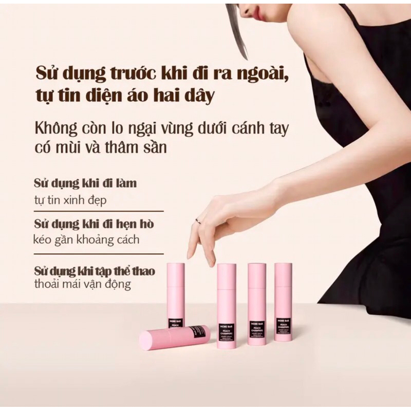 Lăn khử mùi Hobebar 20ml  hương sâm panh đào khử mùi dưỡng trắng mờ thâm với hương thơm kiểu Pháp cho bạn trẻ tự tin hơn