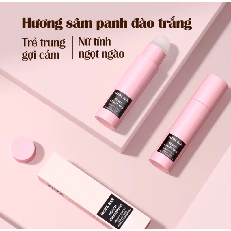 Lăn khử mùi Hobebar 20ml  hương sâm panh đào khử mùi dưỡng trắng mờ thâm với hương thơm kiểu Pháp cho bạn trẻ tự tin hơn