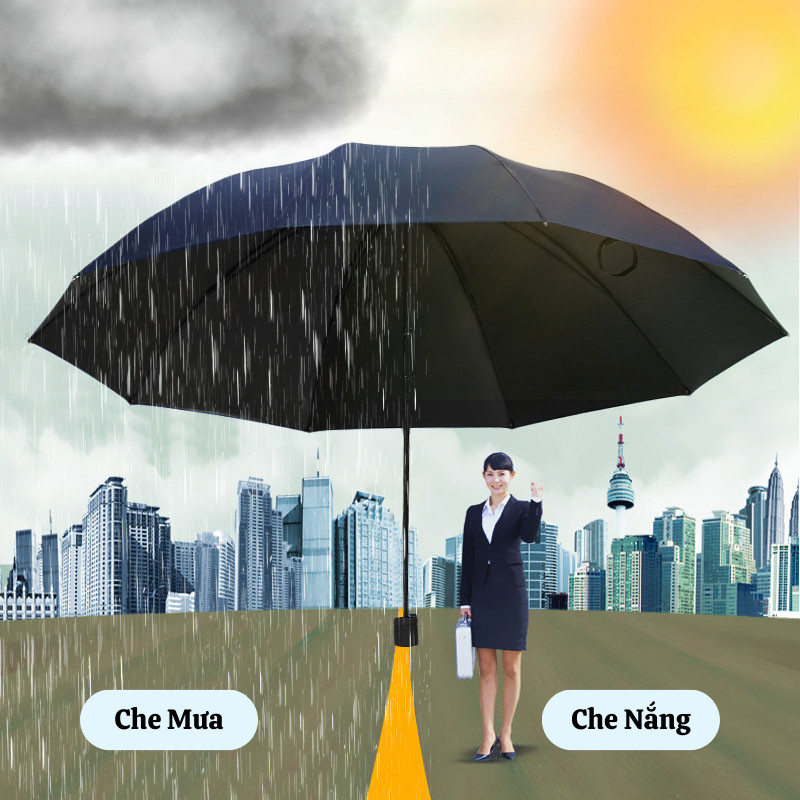 Ô Che Mưa Gấp Gọn Kagami Dù Đi Mưa 12 Nan Chắc Chắn Chống Tia UV Hiệu Quả