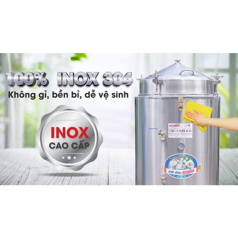 Nồi nấu rượu inox 20kg/mẻ NEWSUN công suất 12kW inox cao cấp 304