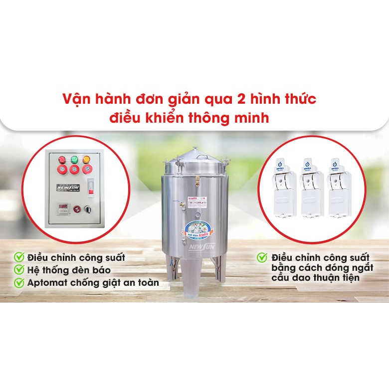 Nồi nấu rượu inox 20kg/mẻ NEWSUN công suất 12kW inox cao cấp 304
