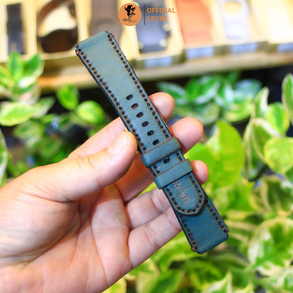Dây Đồng Hồ Da Thật RAM Leather Cho Casio AE 1200 WHD và đồng hồ dây 18mm Da Bò Xanh Rêu RAM Leather 1984  Bền Đẹp