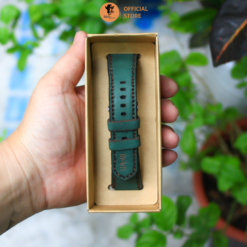 Dây Đồng Hồ Da Thật RAM Leather Cho Casio AE 1200 WHD và đồng hồ dây 18mm Da Bò Xanh Rêu RAM Leather 1984  Bền Đẹp