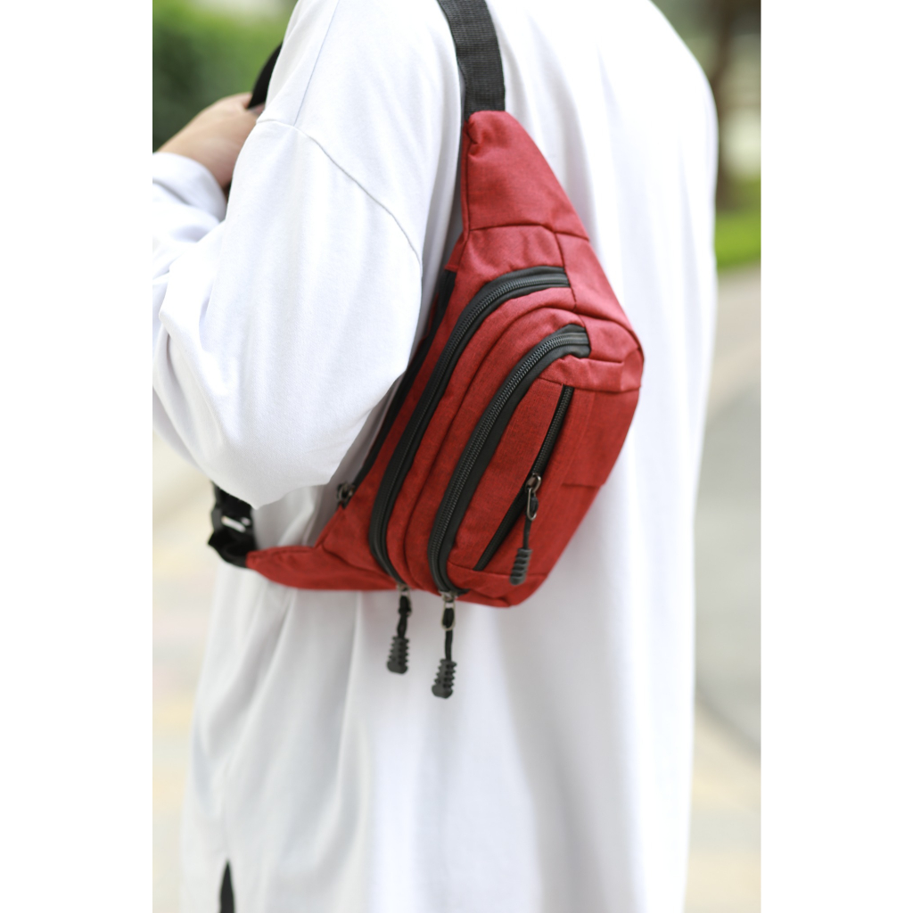 Túi đeo chéo đeo ngang bụng unisex mẫu luôn cháy hàng ,3 ngăn chuyên đựng đồ cá nhân, Bt02  AZA Mall
