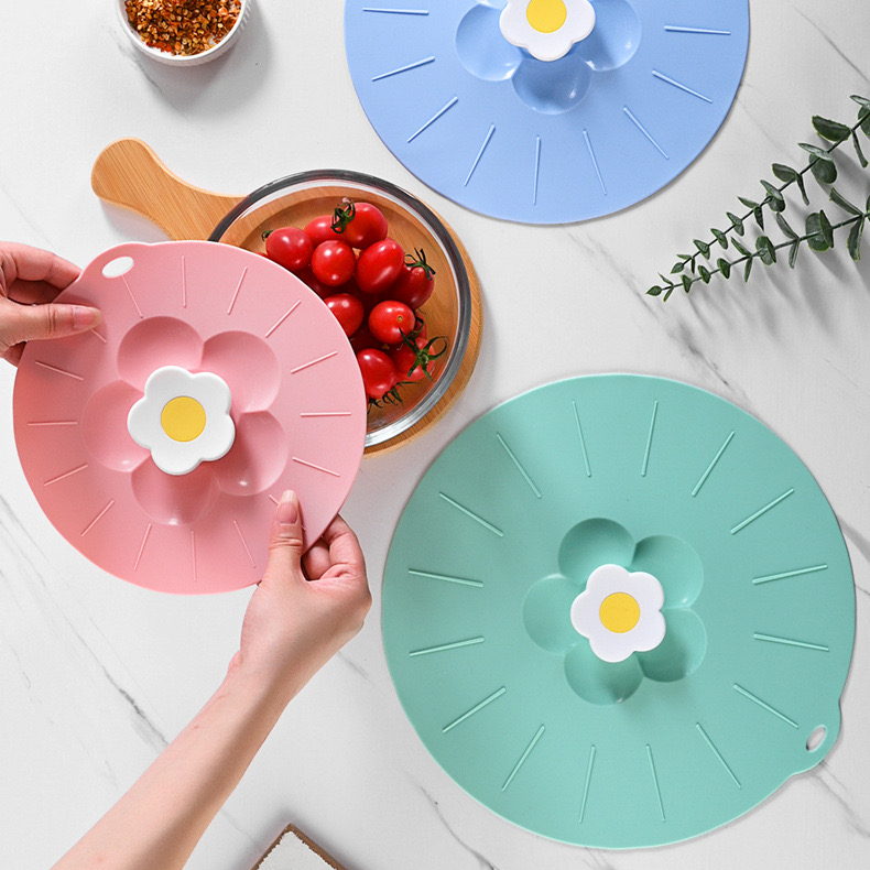 Nắp Nồi Silicone Bông Hoa Chịu Nhiệt Chống Trượt Chống Dầu Chống Bụi Tiện Dụng