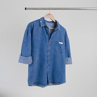Áo sơ mi nam jeans denim dài tay phong cách Retro, sơ mi bò dành cho nam mã SM-006