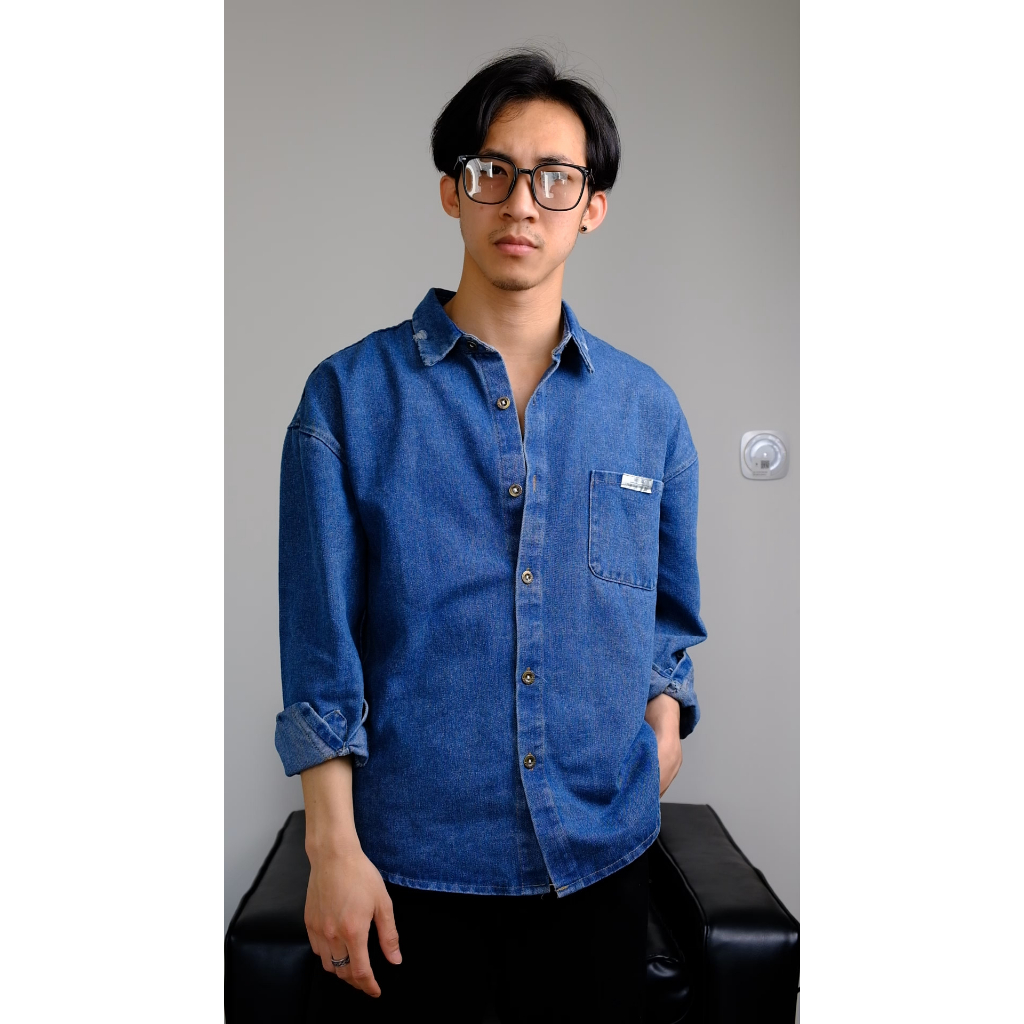 Áo sơ mi nam jeans denim dài tay phong cách Retro, sơ mi bò dành cho nam mã SM-006